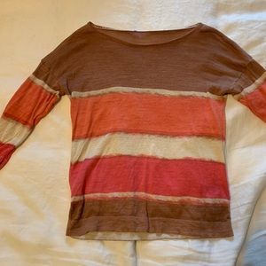3/4 Sleeve Striped Sheer Cropped J Crew Shirt